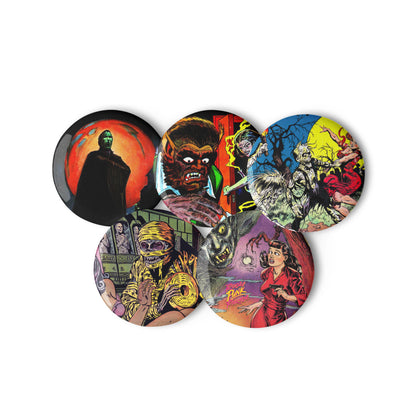 Retro Horror Comic Pins - Set 1