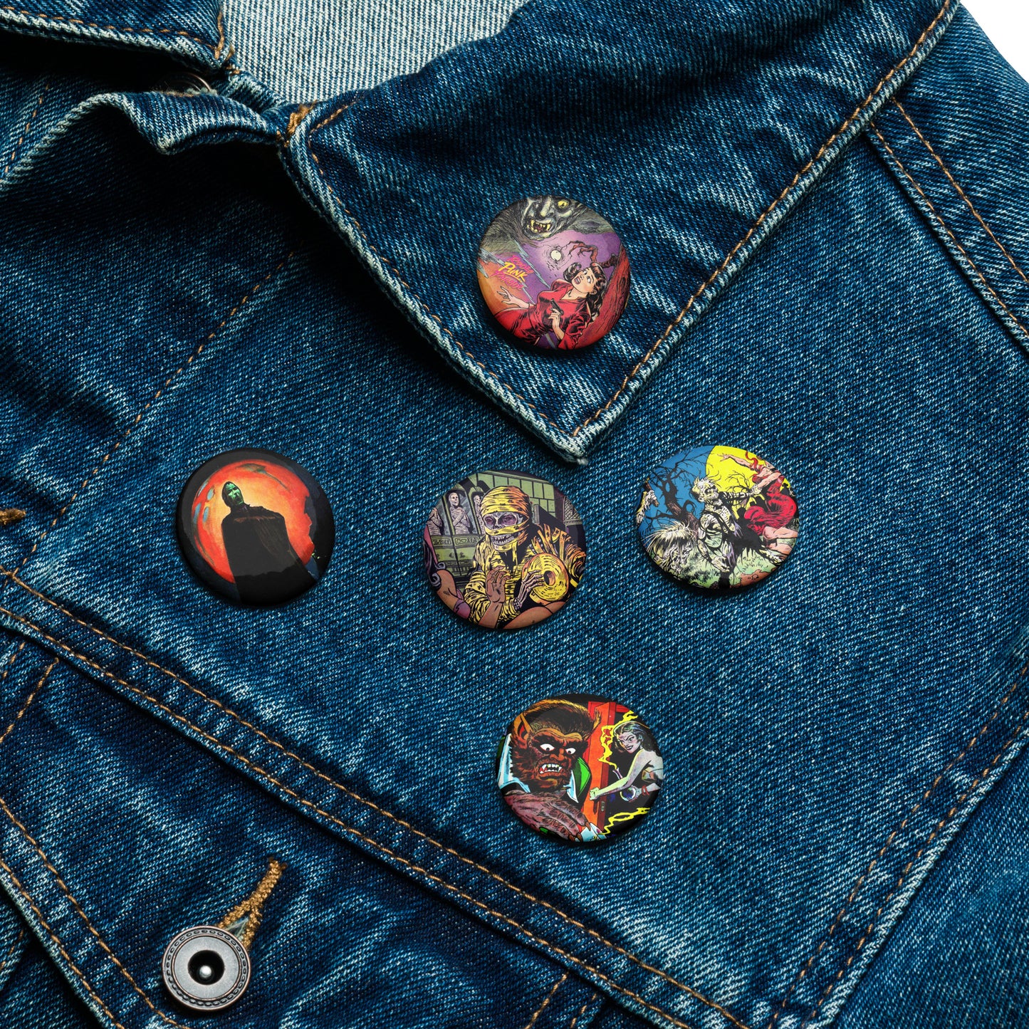 Retro Horror Comic Pins - Set 1